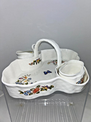 Aynsley Cottage Garden Porcelain Strawberry Basket Creamer & Sugar England