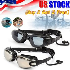 Adult Adjustable Swim Goggles Waterproof Anti-Fog UV Swimming Glasses Leak Free