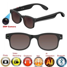 4K AI Smart Glasses 8MP Camera Bluetooth Call Voice Assistant 2025
