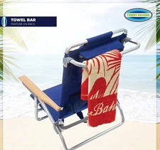 Tommy Bahama 5-Position Classic Lay Flat Folding Backpack Beach Chair - Navy