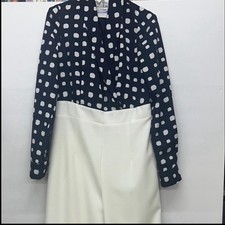 Navy Blue and White Polka Dot Jumpsuit Size 6