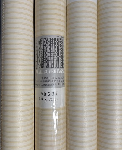 4 Vintage Clarence House Wallcoverings Yellow Stripe 50631 Wallpaper CottageCore