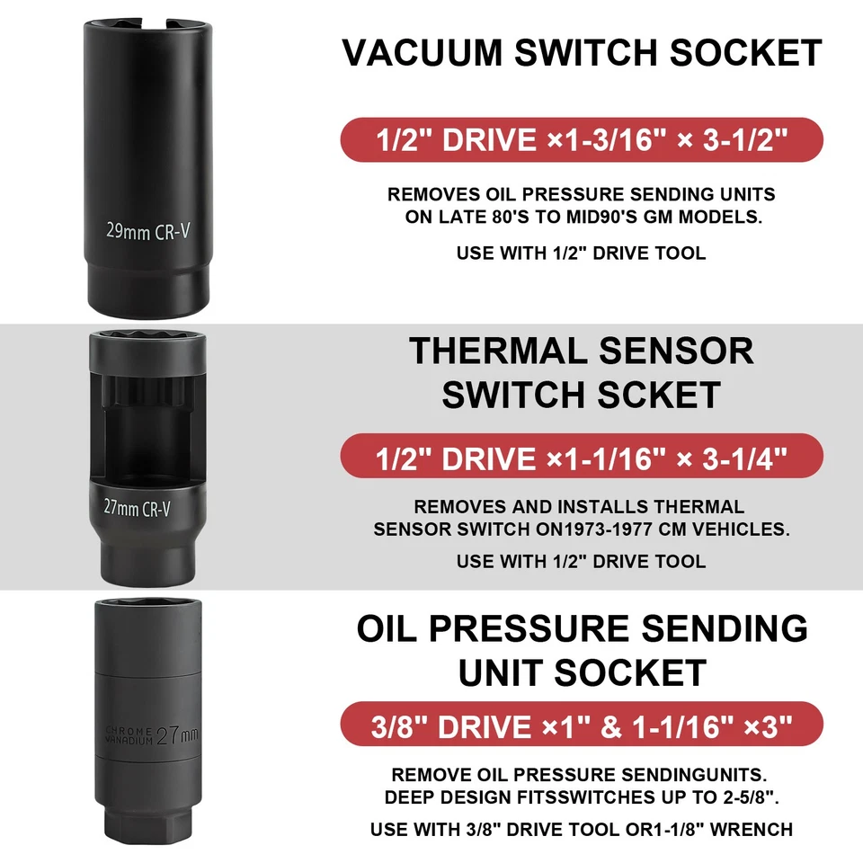O2 Oxygen Sensor Socket Thread Chaser Set 7PCS O2 Sensor Wrench Removal Tool Kit - Image 2 of 4