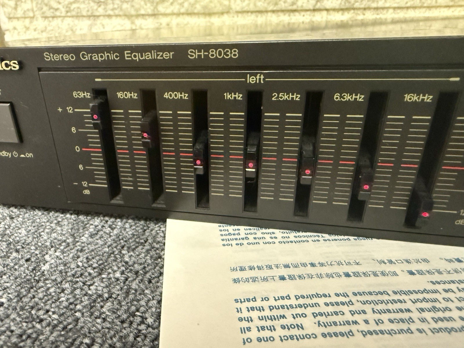 Technics SH-8038 Equalizzatore grafico stereo nero analogico RCA L/R