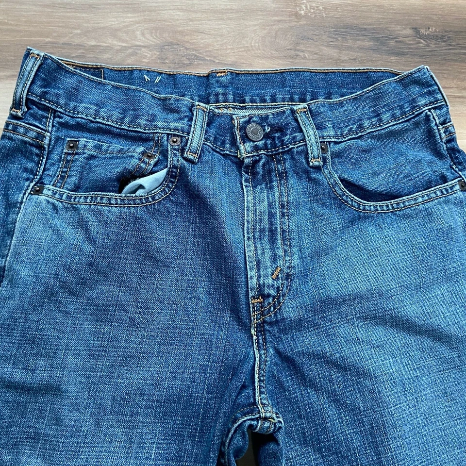 Levi's 550 Blue Denim Jeans Cropped Raw Hem Distressed Boys 29 x 22 - Image 2 of 4