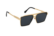 LOUIS VUITTON MEN'S 1.1 EVIDENCE METAL SQUARE SUNGLASSES Z1584U GOLD Pre-Owned