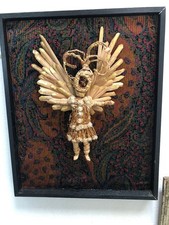 Folk ART 3D assemblage Mexican Angel by Armando Adrian Lopez framed 18x22