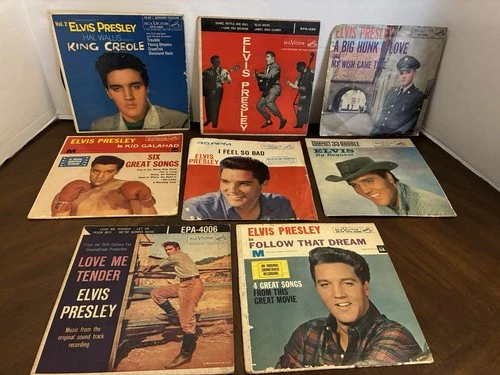 Elvis Presley EP45 RPM Records Lot of 7 PLUS Compact 33 Double by Request