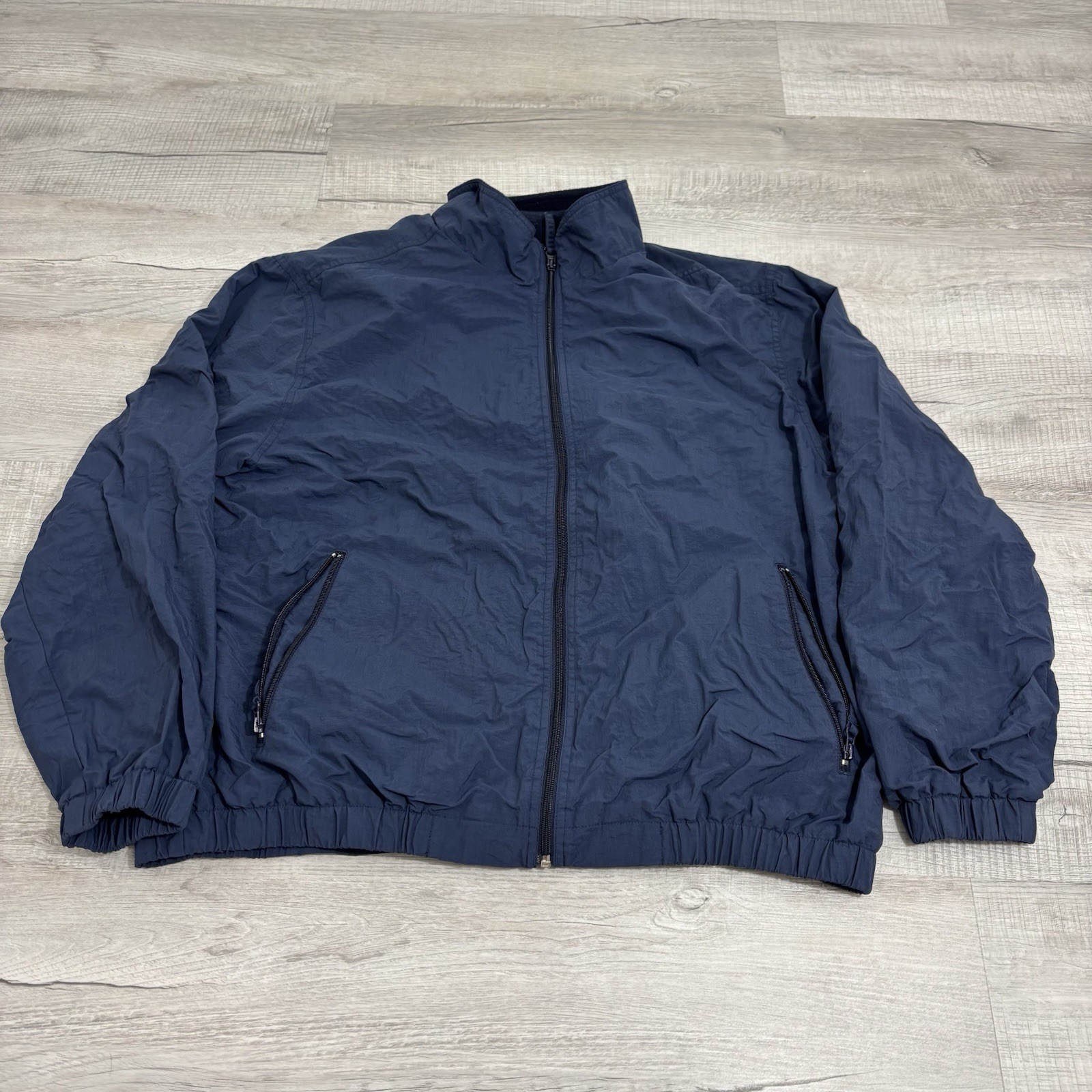 Woolrich Mens XL Navy Blue Fleece Lined Full Zip Up Jacket