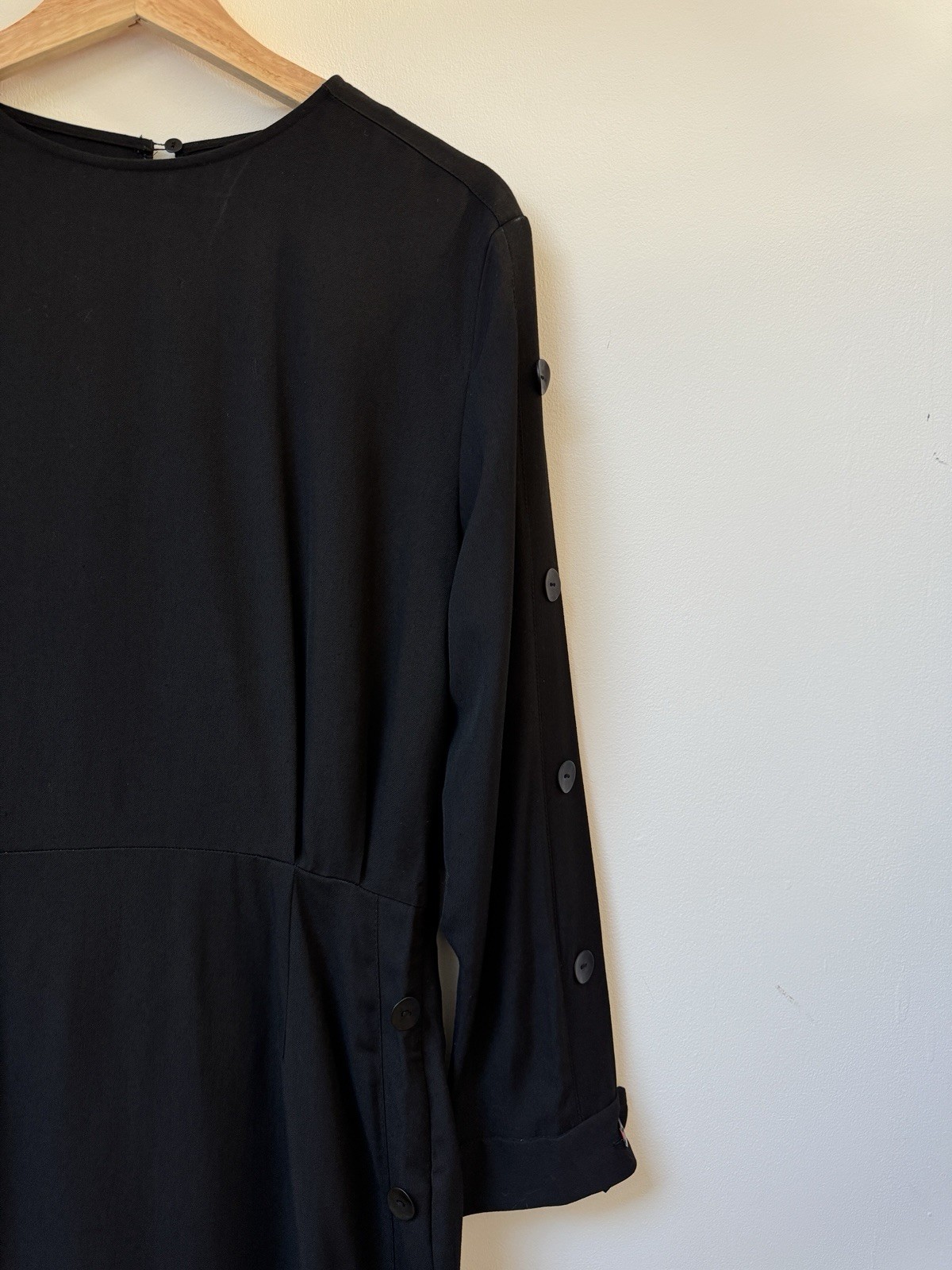 Massimo Dutti Black Long Sleeve Maxi Dress Crew Neck_M_Work_Office_Modesty_New image 3