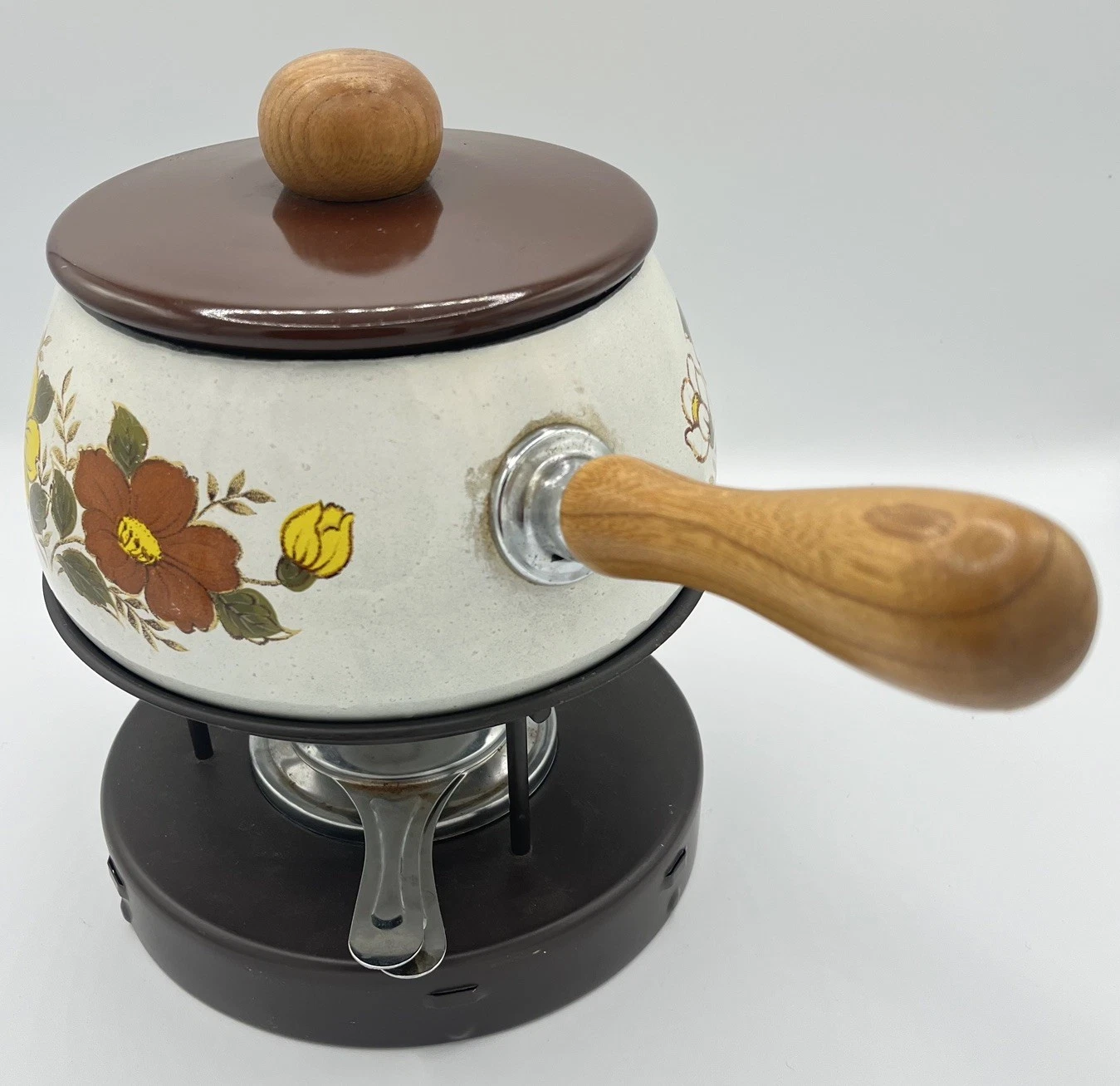Vintage Enamel Fondue Set Orange Brown Floral Retro Cosy Dinner Party Cheese 70s
Opens in a new wind