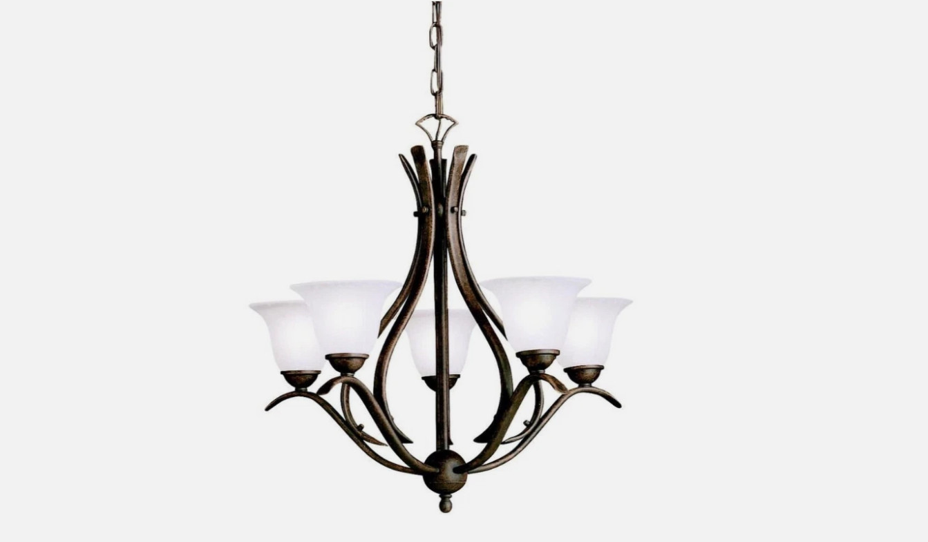 Kichler Lighting 2020TZ Dover 5 Light Chandelier w/ White Gl