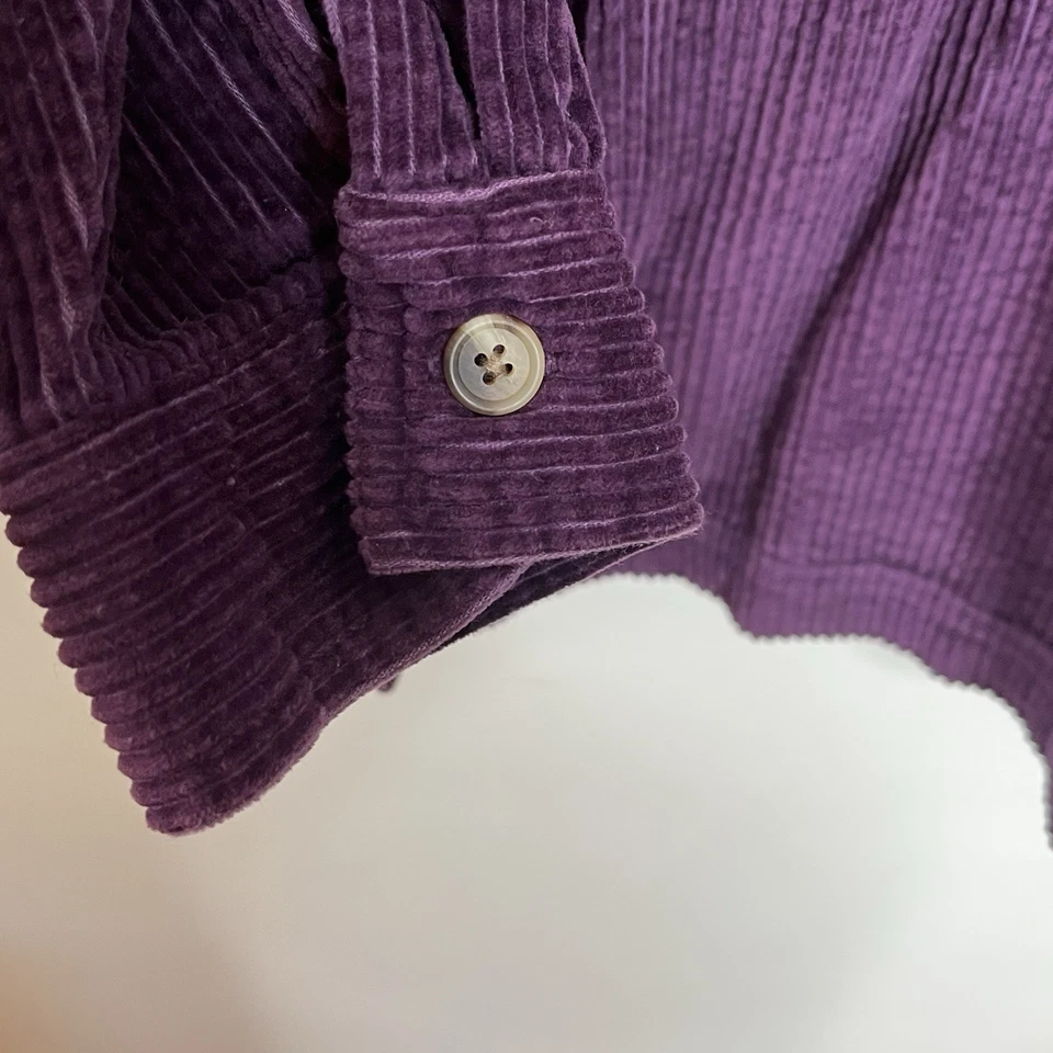 LL Bean Comfort Pana Camisa Grande Berenjena Mujer Talla L Trabajo Tareas Shacket Foto 4 de 4