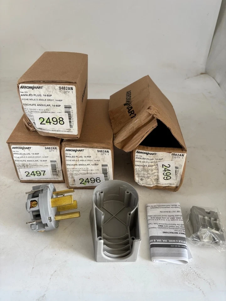 Enchufe angular Arrow Hart 9462AN 60 amperios 125/250 vacío 3P 4W 1 por pedido Foto 2 de 3