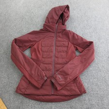Lululemon Jacket Womens 4 Burgundy Hooded Insulated Puffer Nylon Running Warm