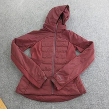 Lululemon Jacket Womens 4 Burgundy Hooded Insulated Puffer Nylon Running Warm