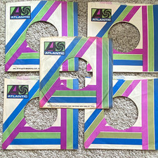 Atlantic 7" Record Sleeve Lot of 5 Paper Outer Sleeves Multicolor Stripe