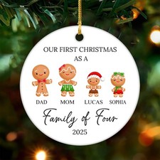 Custom 2025 Family of 3 Ornament Personalized Snowman Design