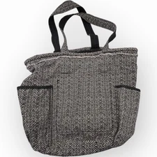 Thirty-One Tote Retro Metro Bag- Houndstooth Herringbone Side Pockets Satchel