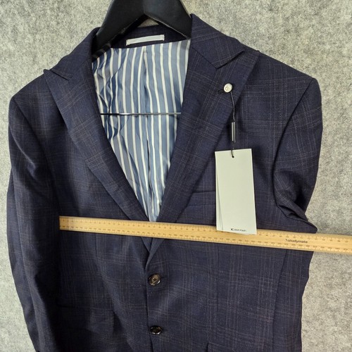 Calvin Klein Jacket Mens 104 Small Blue Navy Blazer Wool Blend Check NEW 13090 - Picture 7 of 14