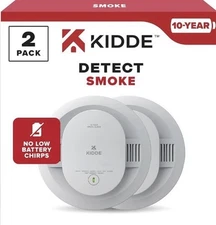Kidde 10-Year Battery Smoke Detector with LED Warning Lights 2 Pack 20SD10 NEW