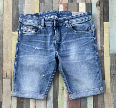 Diesel Thavar-XP Herren Slim Skinny Denim Shorts Distressed Custom Made W31