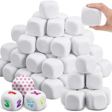 Deekin 100 Pcs Back to School 1.96 Inch White Blank Dice, EVA Foam Dice