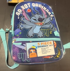 BIOWORLD Lilo & Stitch 5 Piece Backpack Set (Little Big Kid), Blue, One Size NWT