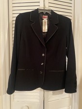 Chico's Blazer Jacket Womens Sz 6 Stretch Solid Block 3-Button Pockets Office