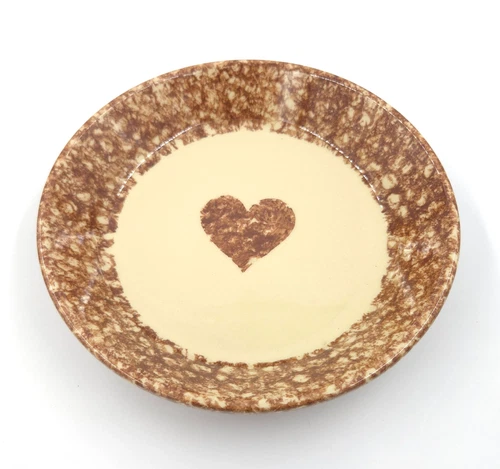 WORKSHOP OF GERALD E. HENN USA ROSEVILLE OHIO BROWN SPONGED PIE PLATE NO 1