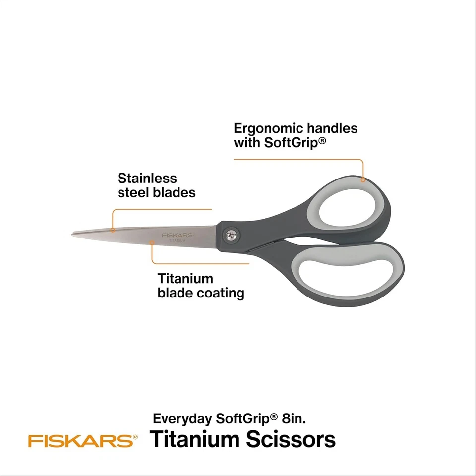 Tijeras de titanio de 8 pulgadas agarre cómodo cuchillas de acero inoxidable Foto 2 de 4