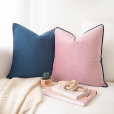Decorative Throw Pillow Covers Cushion Cases, Set of 2 Soft Velvet Modern Dou...