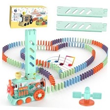 Kids Domino Train Toy Set,Automatic 180 Pcs Dominoes Train Toys With Lights