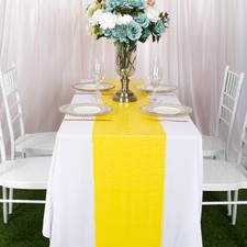 Yellow Sequin Table Runner 12x72-Inch Happy Birthday Table-Runner Shiny