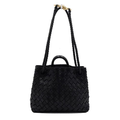 Bottega Veneta Black Leather Intrecciato Small Andiamo Top Handle 156927884