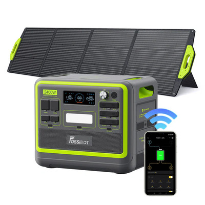 FOSSiBOT F2400 Tragbare Powerstation 2048Wh 2400W Solargenerator+200W Panel-Grün