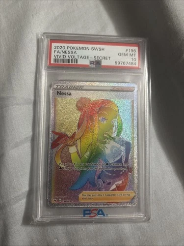2020 Pokemon Vivid Voltage Nessa Full Art ~ Secret Rare ~ 196/185 ~ PSA 10 Gem!