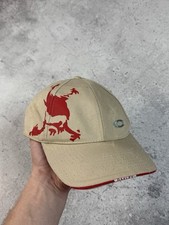 Extremely Rare Vintage Y2K Oakley Big Logo Cap Beige Red Metal Logo One Size