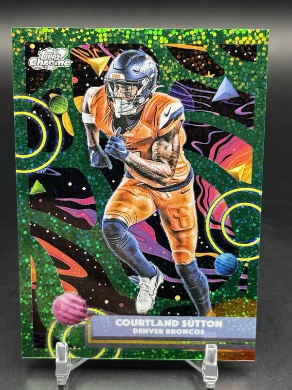 2025 Topps Chrome Cosmic Green Space Dust COURTLAND SUTTON 25/75 DENVER BRONCOS