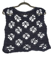 Crochet Floral Vest Top Sleeveless Open Knit Boho Festival