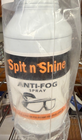 White 16 oz Spit n Shine Anti-Fog Spray bottle with black text and silver lenses, made in USA.