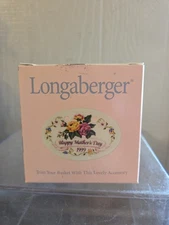 Longaberger 1999 Ceramic Mother's Day "Happy Mother's Day" Basket Tie-On in Box