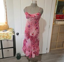 Vintage 80s Vanity Fair Floral Ruffle Nightgown Slip Dress, SIZE S