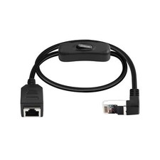 Ethernet Extension Cable 90  Angled RJ45 0.6m CAT5 Male to Female with Switch
