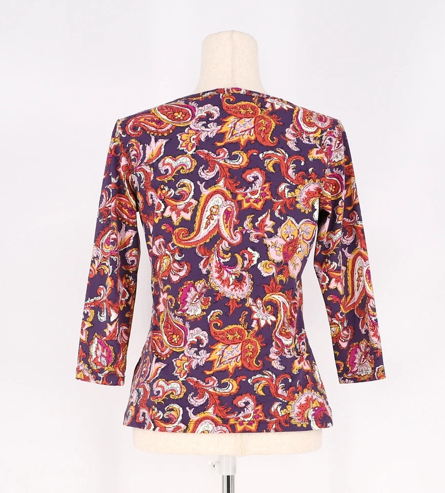 Camiseta J. MCLAUGHLIN $178 Signature Paisley Bloom Catalina Tela Cuello Redondo Talla S Foto 4 de 4