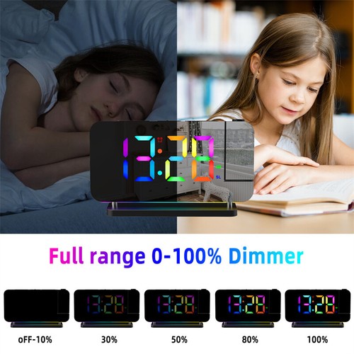 LED Digital Projector Rotatable Projection Snooze Alarm Clock FM Radio USB - Picture 10 of 19