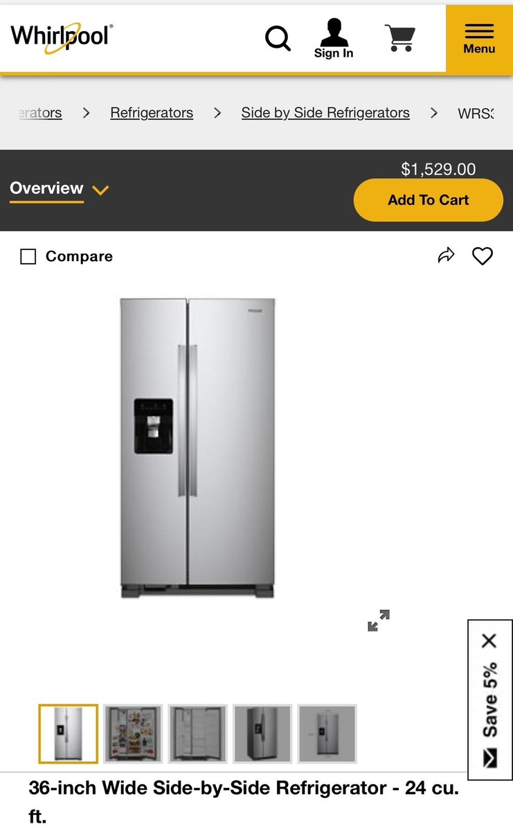 Whirlpool WRS588FIHZ 28.4 cu ft. Side-by-Side Refrigerator