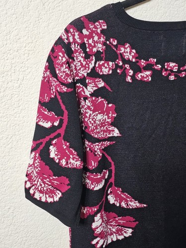 Adrianna Pappell Dress Womens XL Scoop Neck 3/4 Sleeve Black & Burgundy Knit - Picture 10 of 11