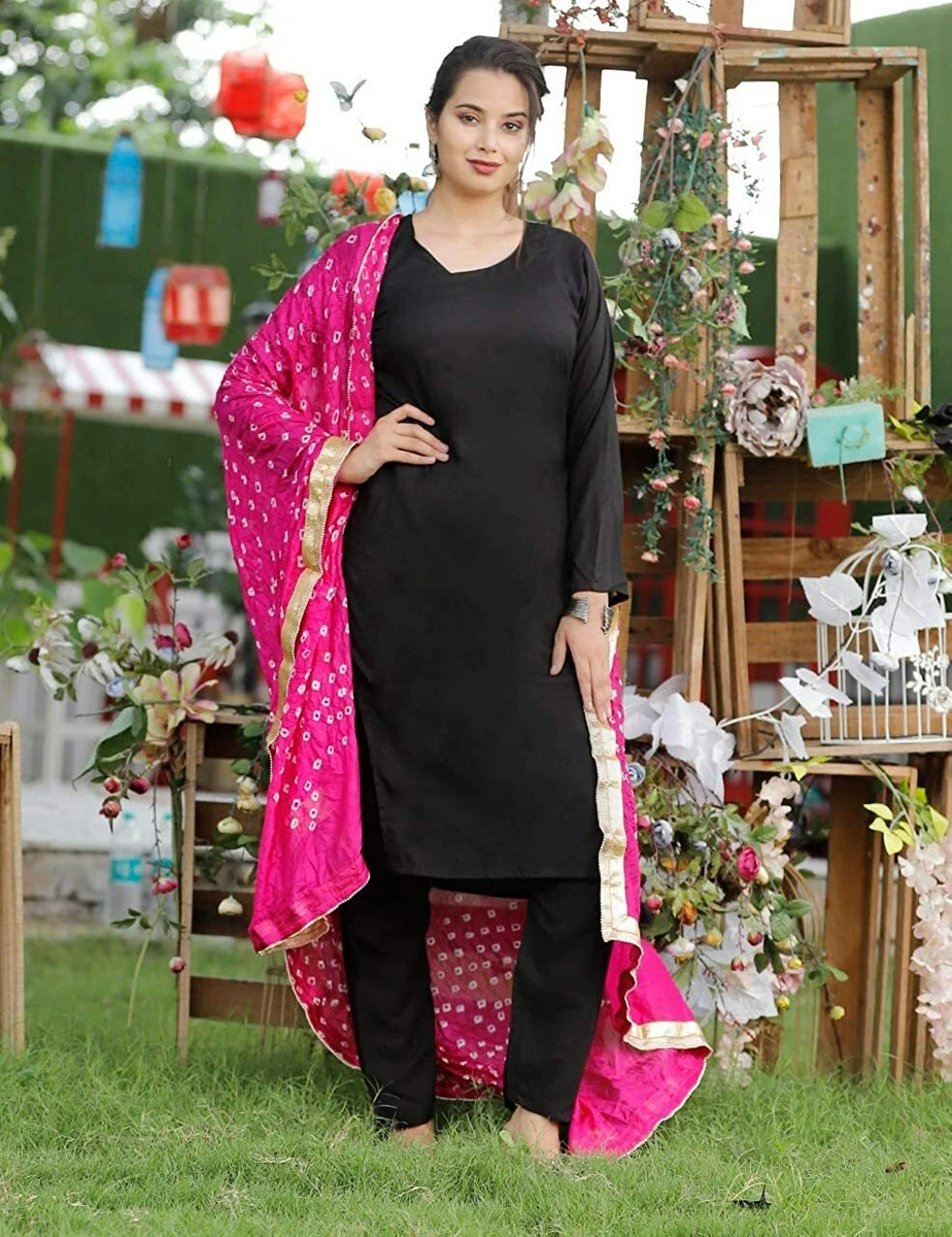 Black Kurti With Pant And Dupatta | Leemboodi