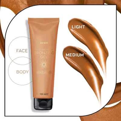 2 x AVON FACE AND BODY BRONZING GEL GLOW 100ml LIGHT BRONZE NEU EINGESTELLT